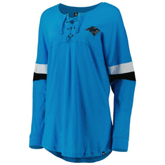 Carolina Panthers New Era Women's Athletic Varsity Lace-Up Lightweight Long Sleeve T-Shirt Blue - NFL