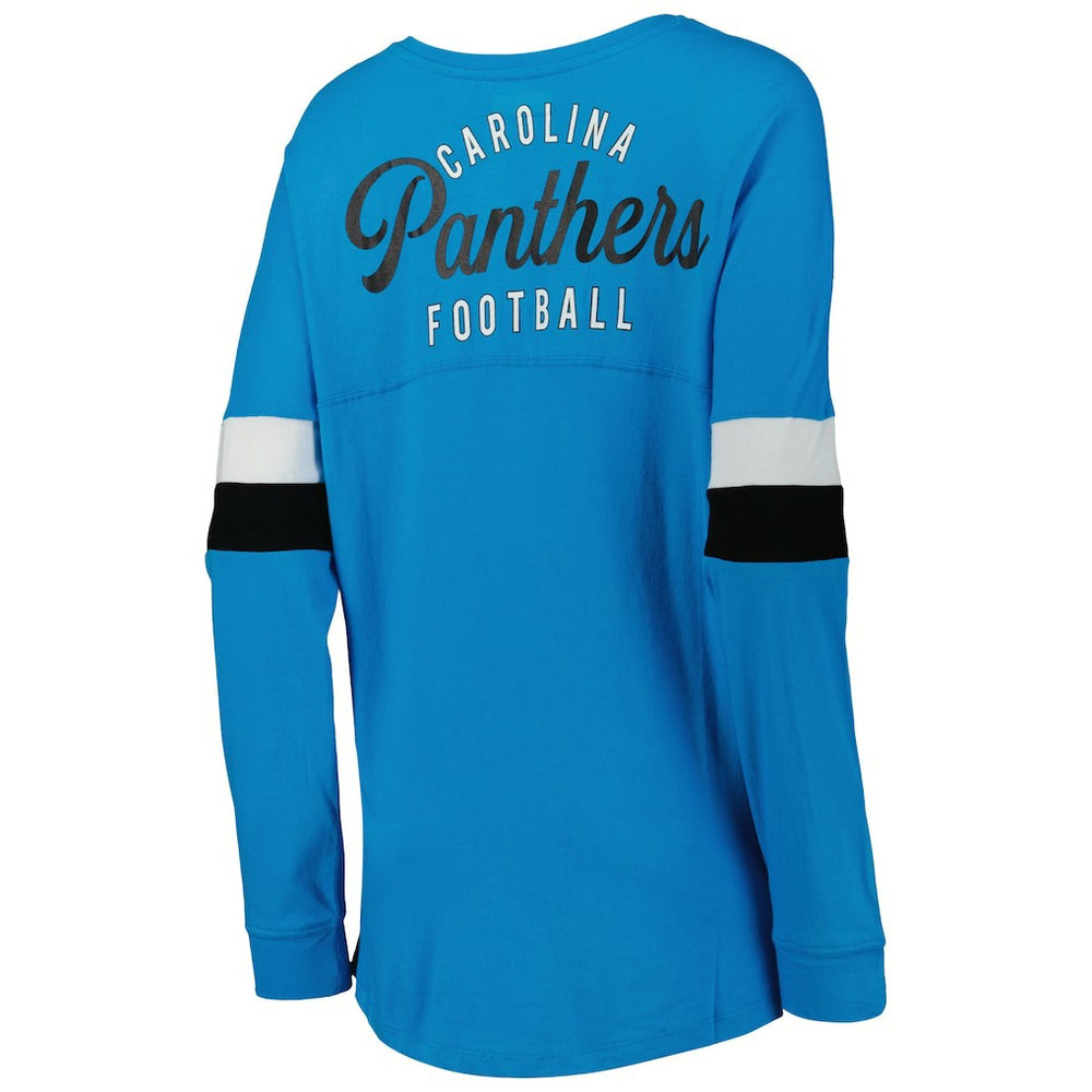 Carolina Panthers New Era Women's Athletic Varsity Lace-Up Lightweight Long Sleeve T-Shirt Blue - NFL