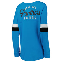 Carolina Panthers New Era Women's Athletic Varsity Lace-Up Lightweight Long Sleeve T-Shirt Blue - NFL