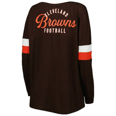 Cleveland Browns New Era Women's Athletic Varsity Lace-Up Lightweight Long Sleeve T-Shirt Brown - NFL