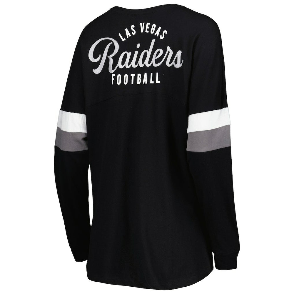 Las Vegas Raiders New Era Women's Athletic Varsity Lace-Up Lightweight Long Sleeve T-Shirt Black - NFL