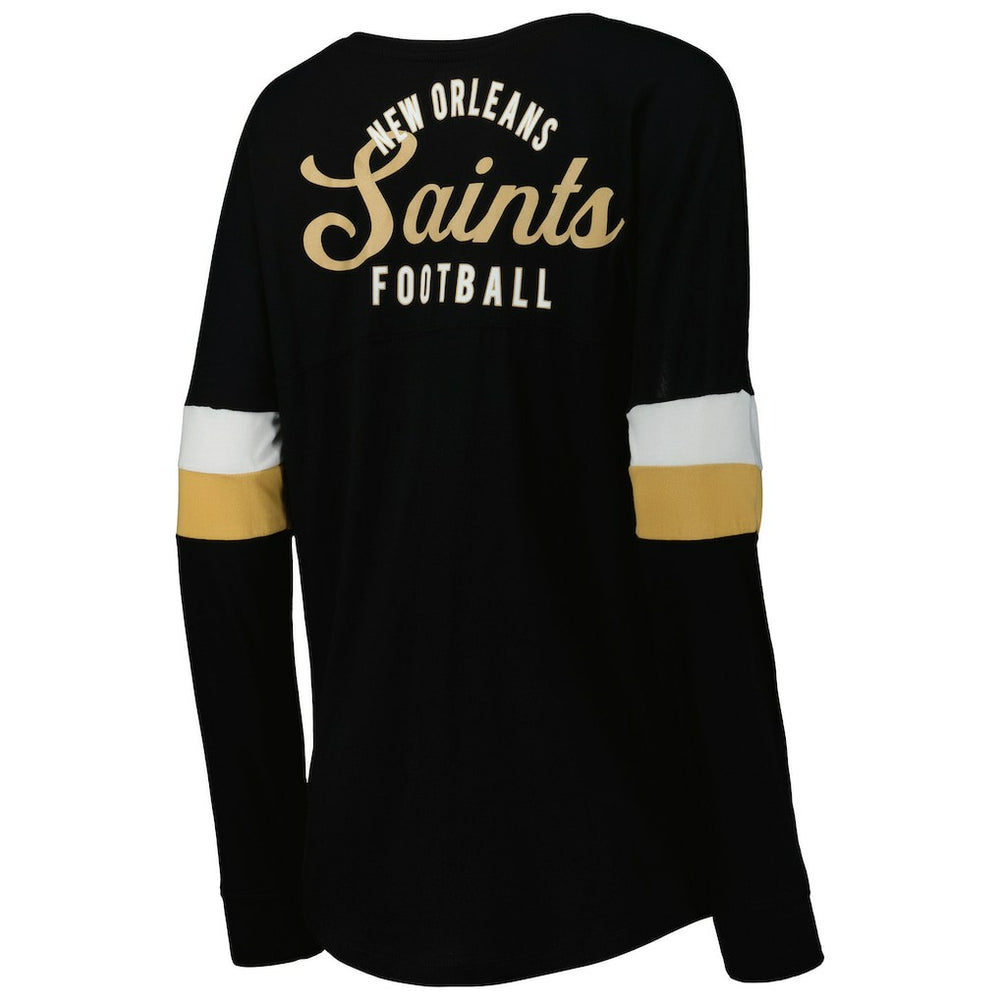 New Orleans Saints New Era Women's Athletic Varsity Lace-Up Lightweight Long Sleeve T-Shirt Black - NFL