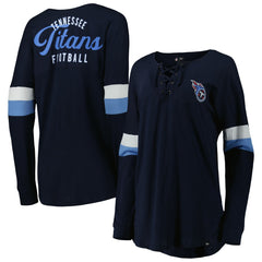 Tennessee Titans New Era Women's Athletic Varsity Lace-Up Lightweight Long Sleeve T-Shirt Navy - NFL