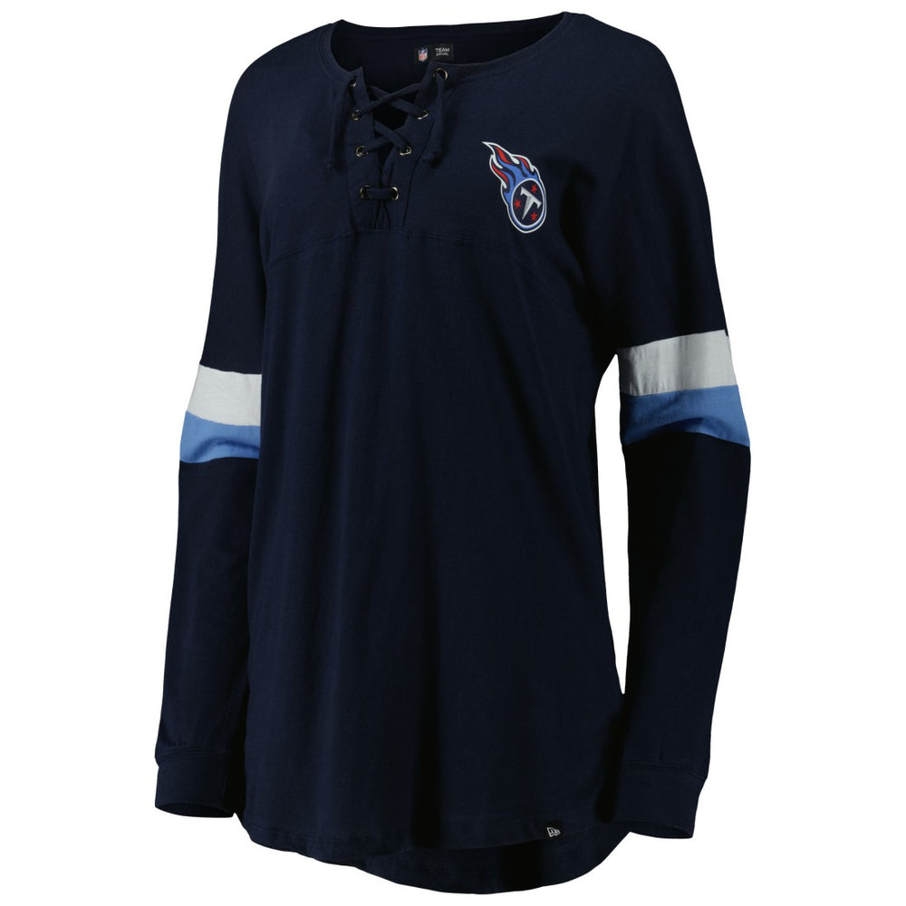 Tennessee Titans New Era Women's Athletic Varsity Lace-Up Lightweight Long Sleeve T-Shirt Navy - NFL
