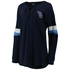 Tennessee Titans New Era Women's Athletic Varsity Lace-Up Lightweight Long Sleeve T-Shirt Navy - NFL