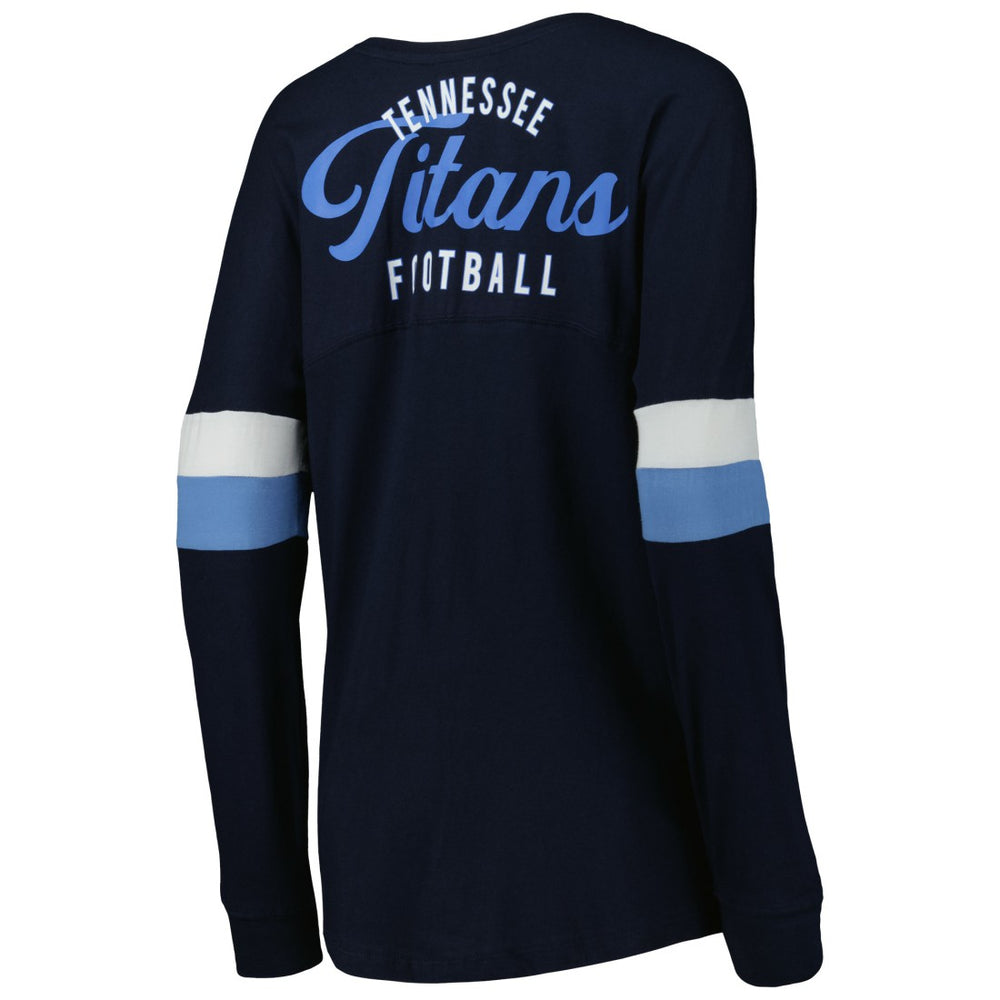 Tennessee Titans New Era Women's Athletic Varsity Lace-Up Lightweight Long Sleeve T-Shirt Navy - NFL
