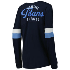 Tennessee Titans New Era Women's Athletic Varsity Lace-Up Lightweight Long Sleeve T-Shirt Navy - NFL