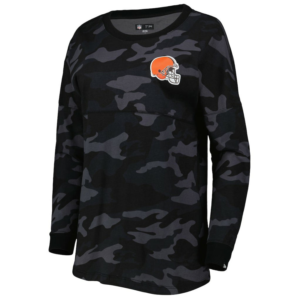 Cleveland Browns New Era Women's Camo Long Sleeve T-Shirt Black - NFL