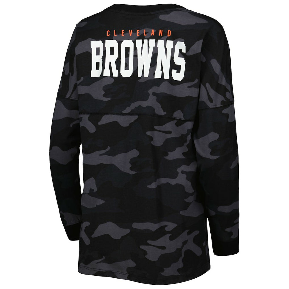 Cleveland Browns New Era Women's Camo Long Sleeve T-Shirt Black - NFL