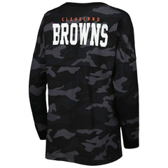 Cleveland Browns New Era Women's Camo Long Sleeve T-Shirt Black - NFL