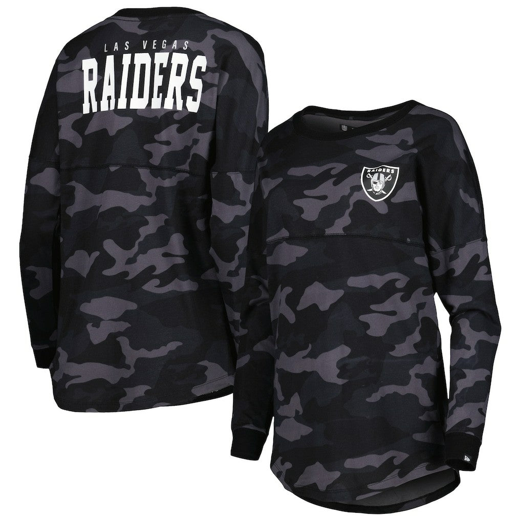 Las Vegas Raiders New Era Women's Camo Long Sleeve T-Shirt Black - NFL