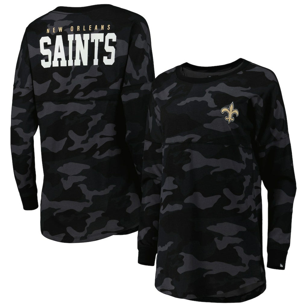 New Orleans Saints New Era Women's Camo Long Sleeve T-Shirt Black - NFL