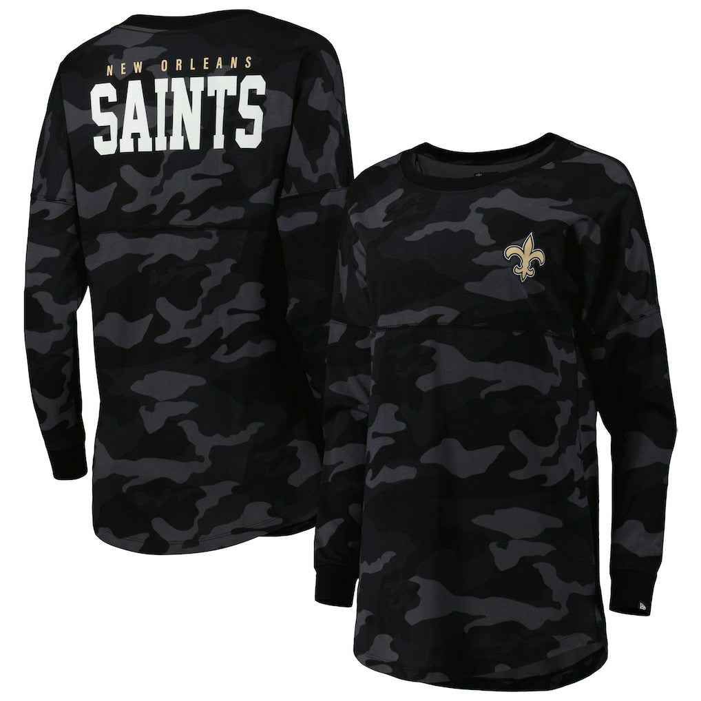 New Orleans Saints New Era Women's Camo Long Sleeve T-Shirt Black - NFL