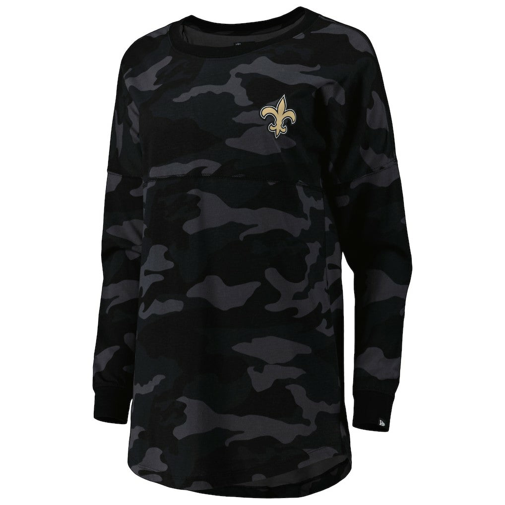 New Orleans Saints New Era Women's Camo Long Sleeve T-Shirt Black - NFL