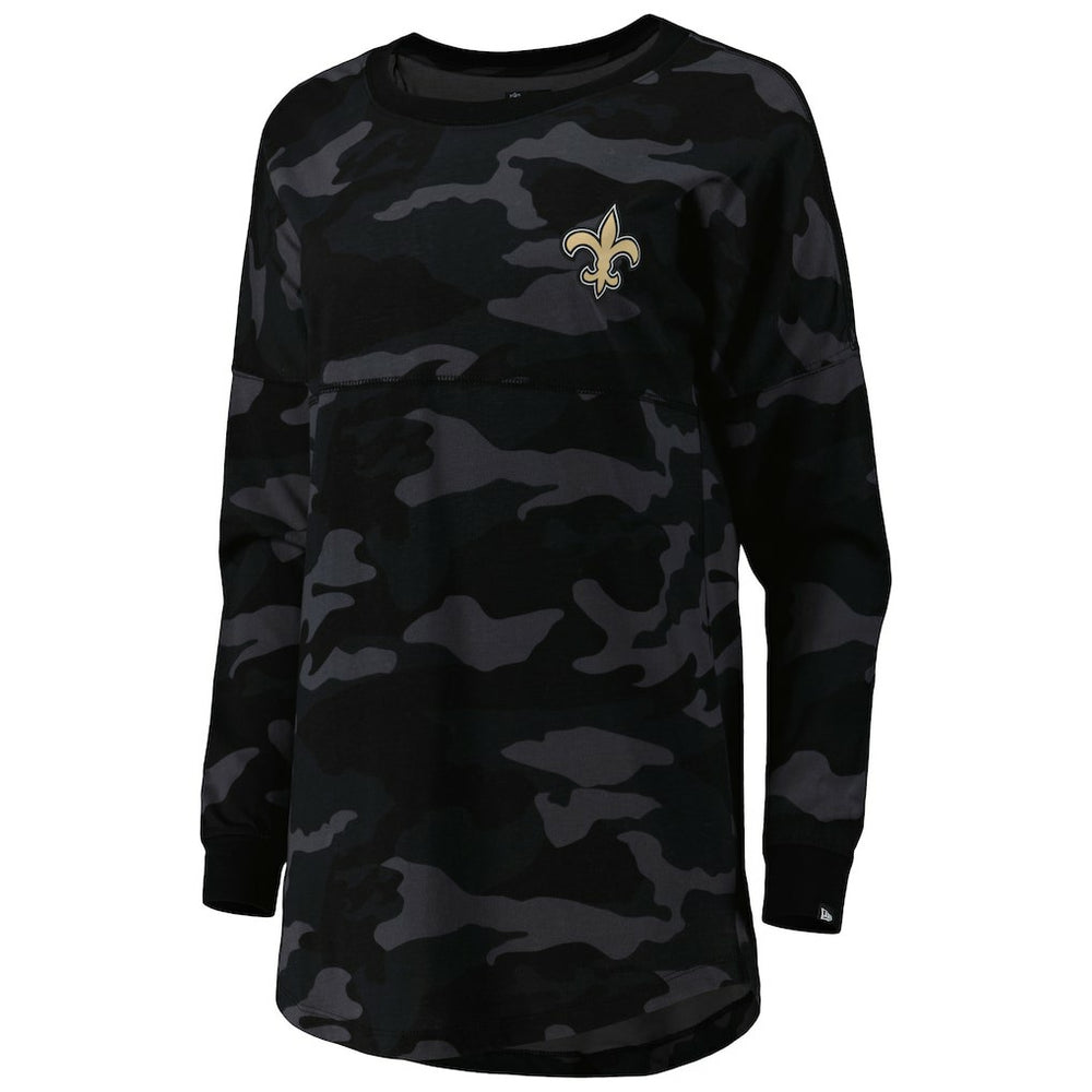 New Orleans Saints New Era Women's Camo Long Sleeve T-Shirt Black - NFL