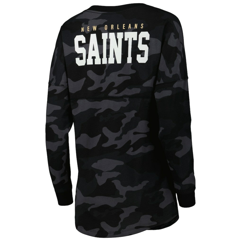New Orleans Saints New Era Women's Camo Long Sleeve T-Shirt Black - NFL