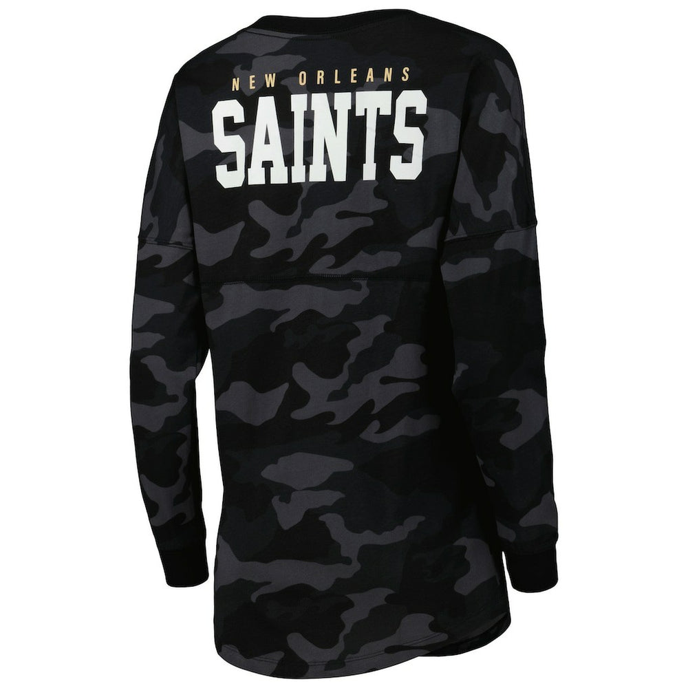 New Orleans Saints New Era Women's Camo Long Sleeve T-Shirt Black - NFL