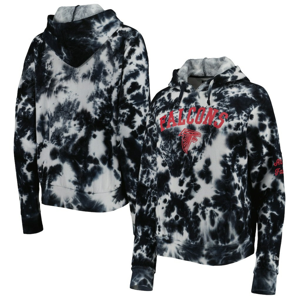 Atlanta Falcons New Era Women's Cloud Dye Fleece Pullover Hoodie Black - NFL