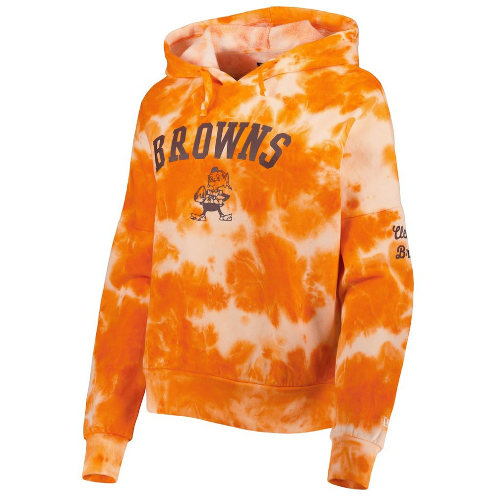 Cleveland Browns New Era Women's Cloud Dye Fleece Pullover Hoodie Orange - NFL