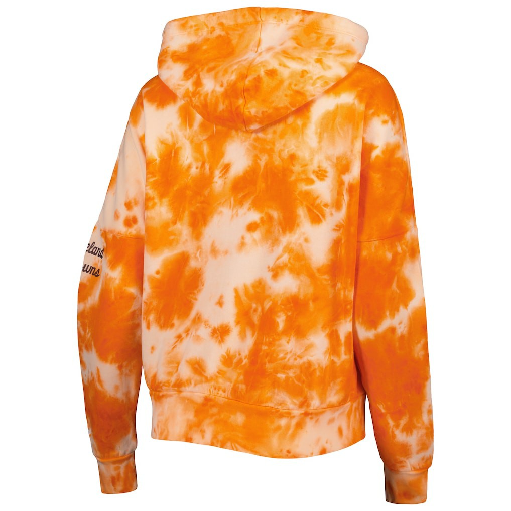 Cleveland Browns New Era Women's Cloud Dye Fleece Pullover Hoodie Orange - NFL