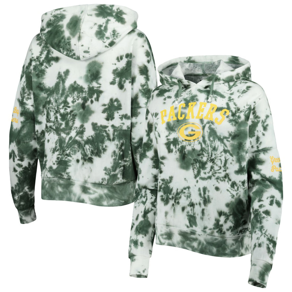 Green Bay Packers New Era Women's Cloud Dye Fleece Pullover Hoodie Green - NFL
