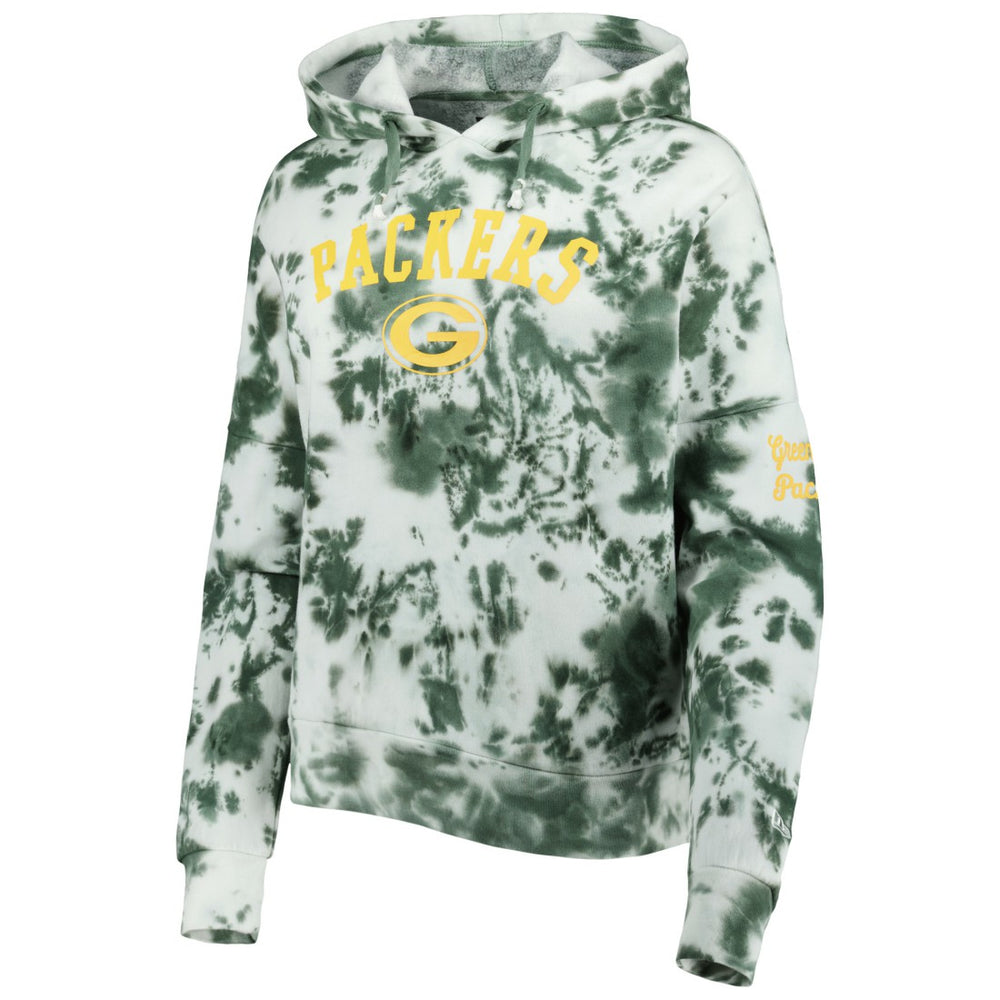 Green Bay Packers New Era Women's Cloud Dye Fleece Pullover Hoodie Green - NFL