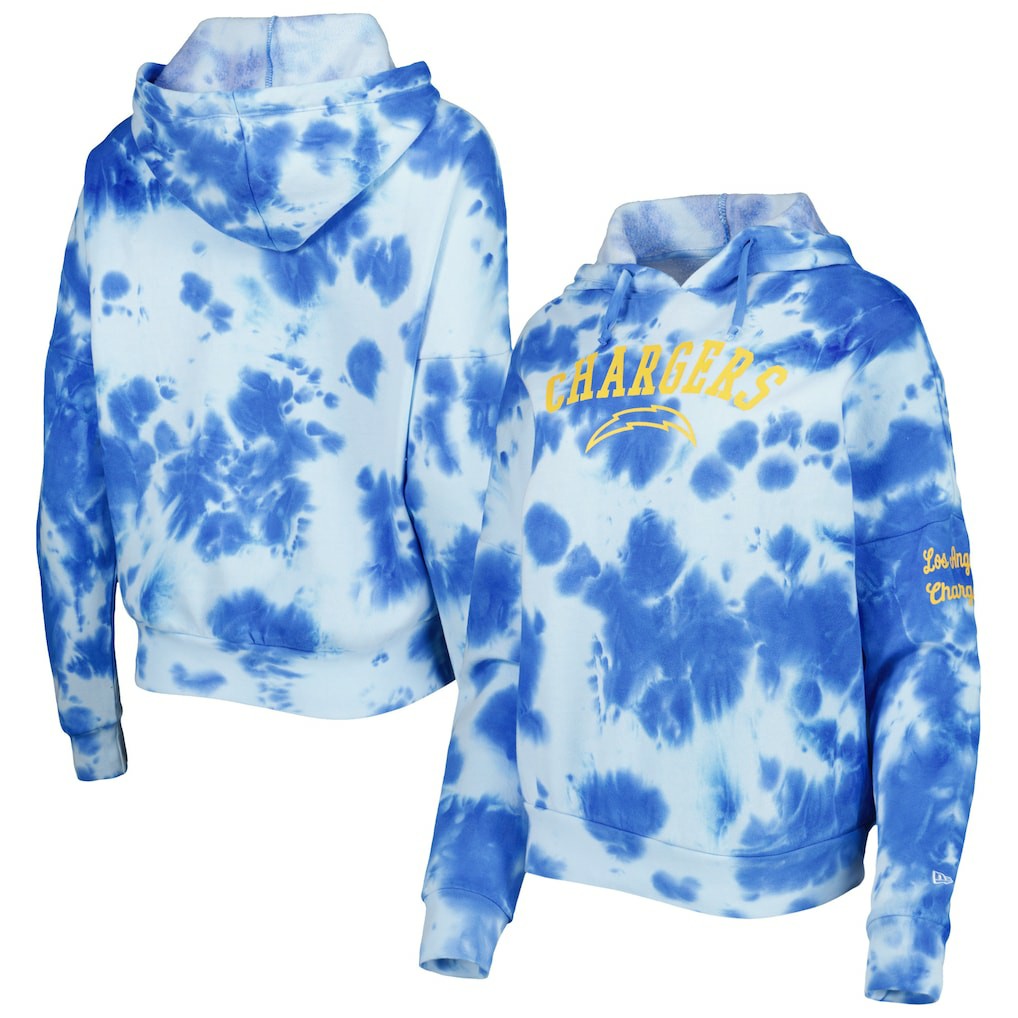 Los Angeles Chargers New Era Women's Cloud Dye Fleece Pullover Hoodie Powder Blue - NFL