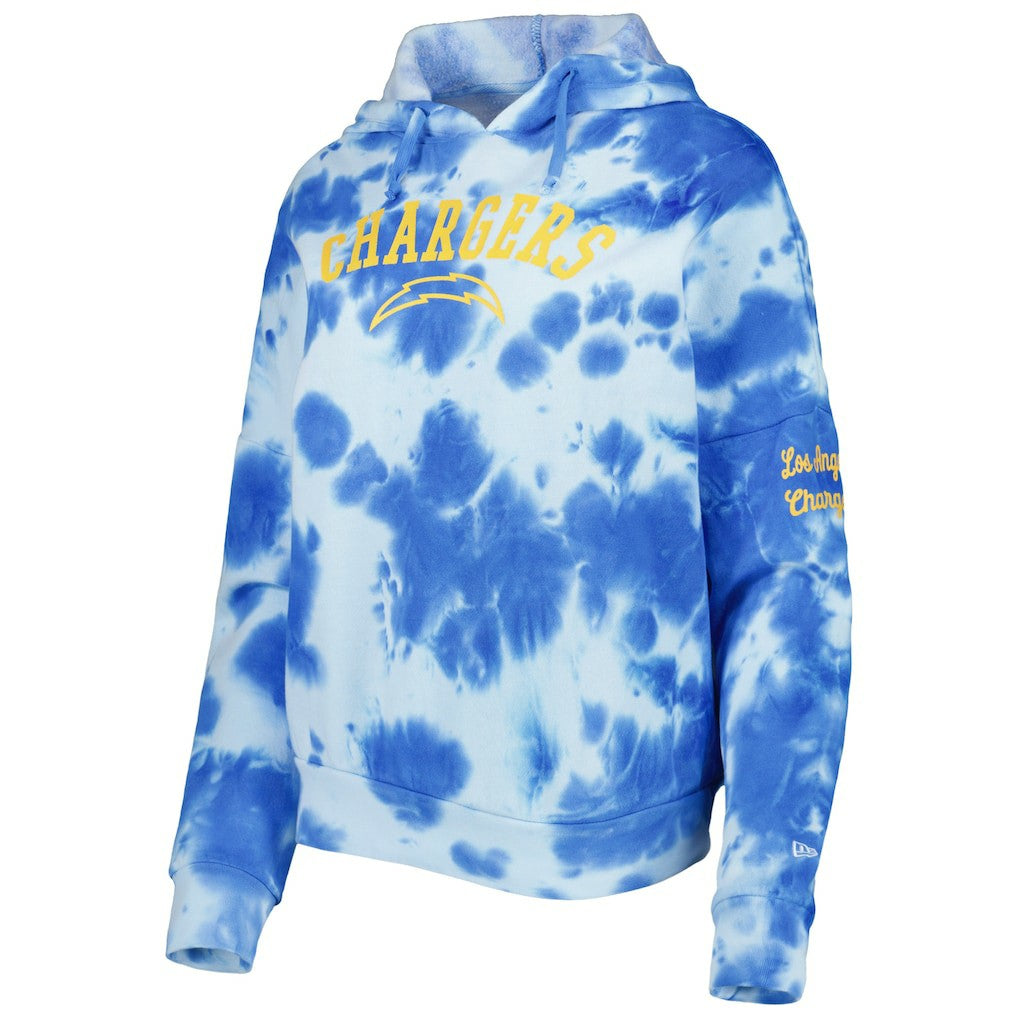 Los Angeles Chargers New Era Women's Cloud Dye Fleece Pullover Hoodie Powder Blue - NFL