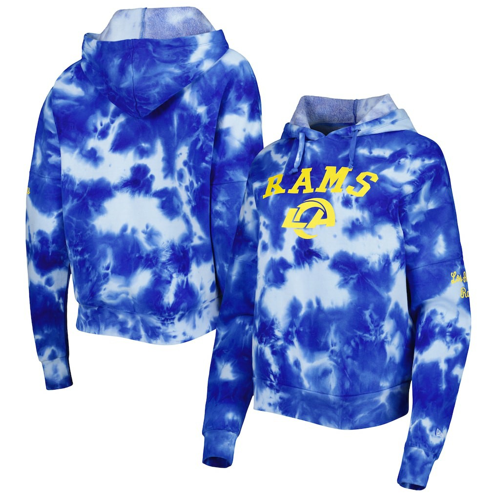 Los Angeles Rams New Era Women's Cloud Dye Fleece Pullover Hoodie Royal - NFL