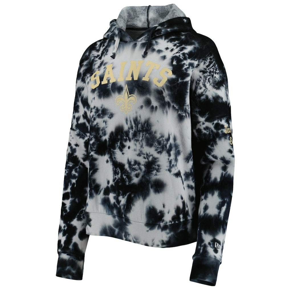 New Orleans Saints New Era Women's Cloud Dye Fleece Pullover Hoodie Black - NFL