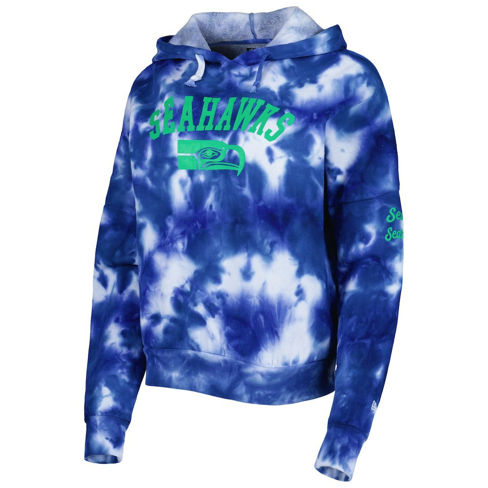 Seattle Seahawks New Era Women's Cloud Dye Fleece Pullover Hoodie Royal - NFL