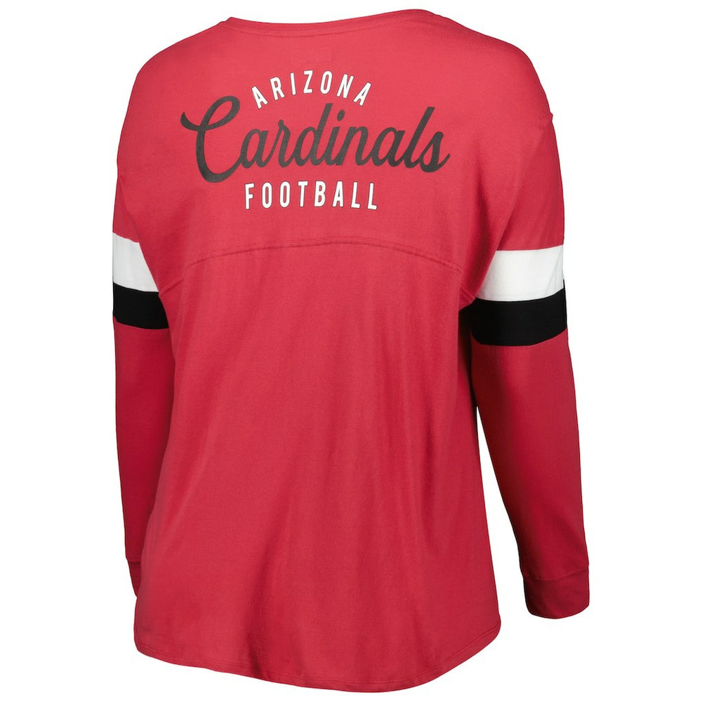 Arizona Cardinals New Era Women's Plus Size Athletic Varsity Lace-Up V-Neck Long Sleeve T-Shirt Cardinal - NFL
