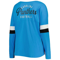 Carolina Panthers New Era Women's Plus Size Athletic Varsity Lace-Up V-Neck Long Sleeve T-Shirt Blue - NFL