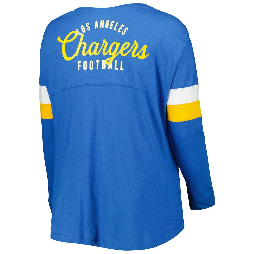 Los Angeles Chargers New Era Women's Plus Size Athletic Varsity Lace-Up V-Neck Long Sleeve T-Shirt Powder Blue - NFL