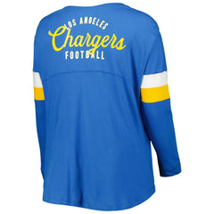 Los Angeles Chargers New Era Women's Plus Size Athletic Varsity Lace-Up V-Neck Long Sleeve T-Shirt Powder Blue - NFL