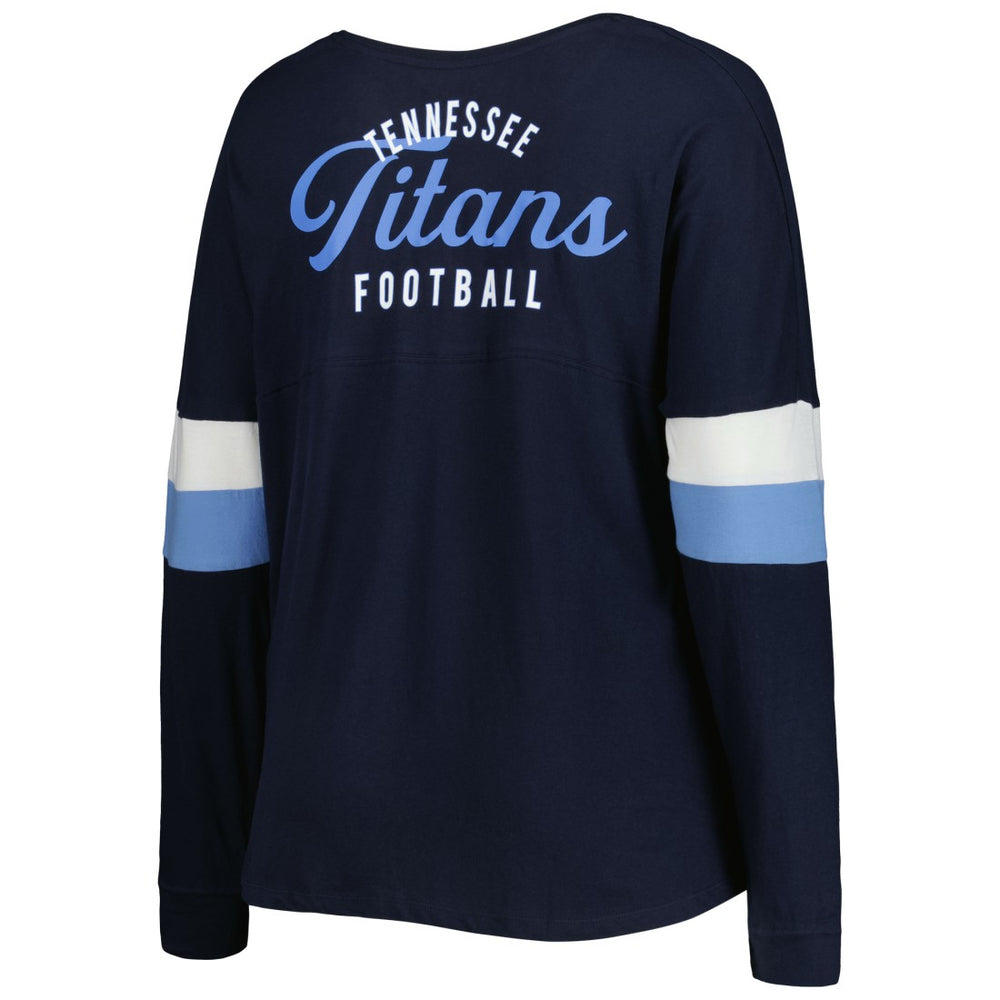 Tennessee Titans New Era Women's Plus Size Athletic Varsity Lace-Up V-Neck Long Sleeve T-Shirt Navy - NFL