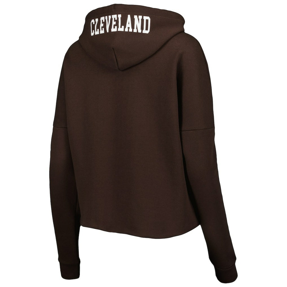 Cleveland Browns New Era Women's Foil Sleeve Pullover Hoodie Brown - NFL