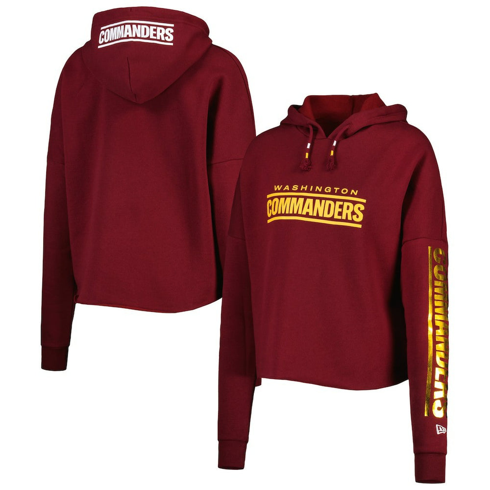 Washington Commanders New Era Women's Foil Sleeve Pullover Hoodie Burgundy - NFL