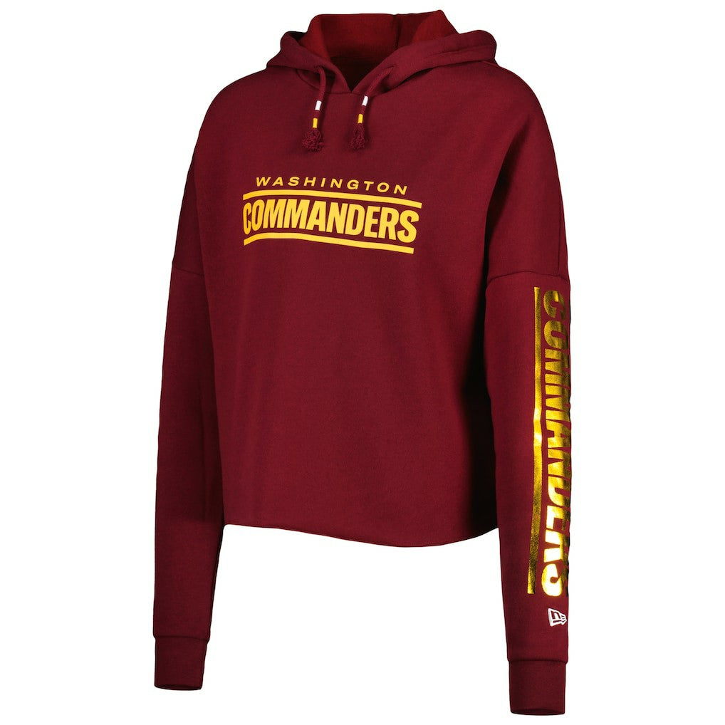 Washington Commanders New Era Women's Foil Sleeve Pullover Hoodie Burgundy - NFL