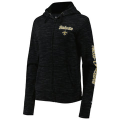 New Orleans Saints New Era Women's Reverse Space-Dye Full-Zip Hoodie Black - NFL