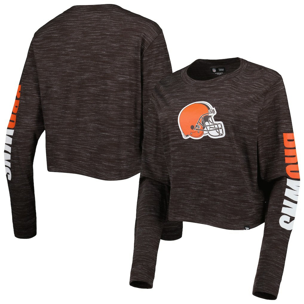 Cleveland Browns New Era Women's Crop Long Sleeve T-Shirt Brown - NFL