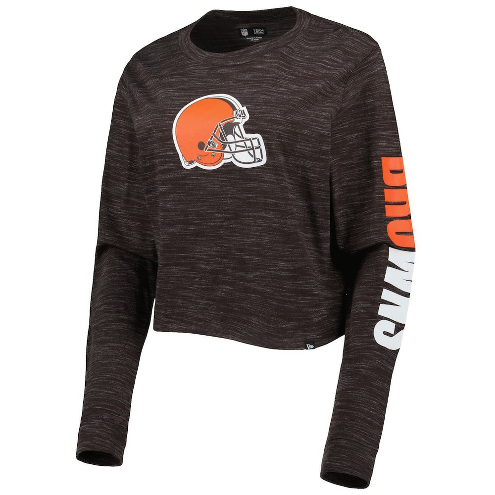 Cleveland Browns New Era Women's Crop Long Sleeve T-Shirt Brown - NFL