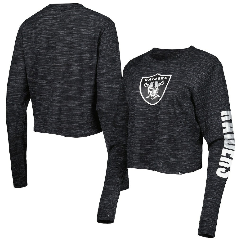 Las Vegas Raiders New Era Women's Crop Long Sleeve T-Shirt Black - NFL