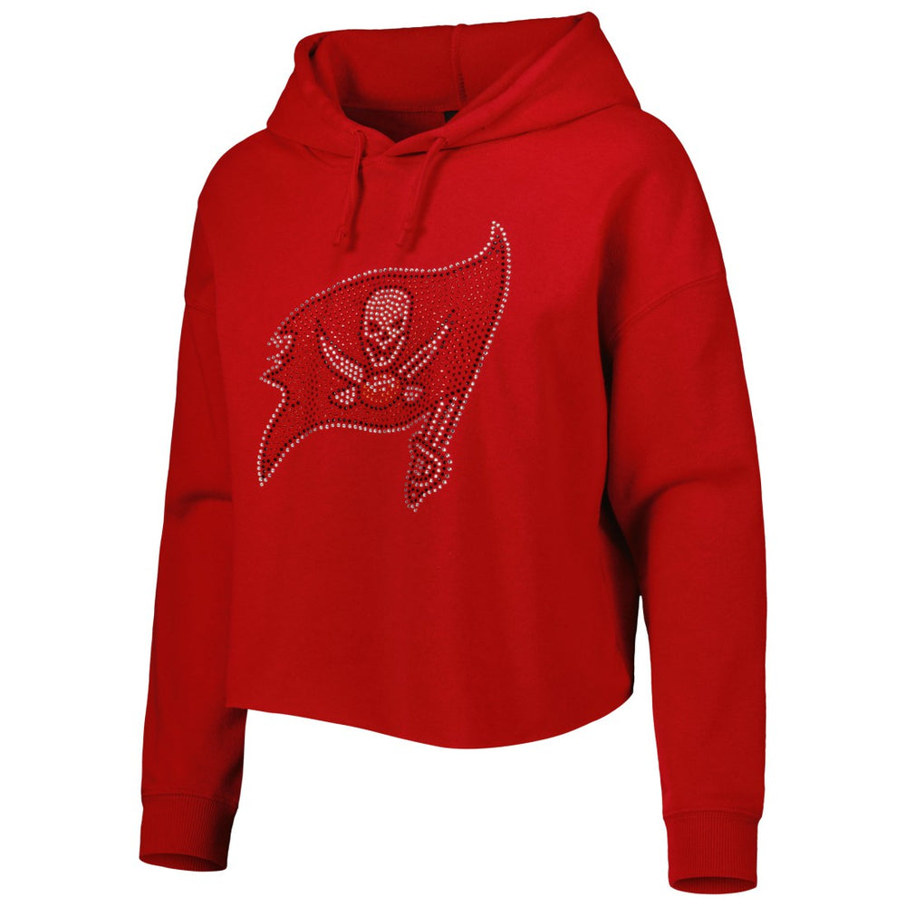 Tampa Bay Buccaneers Cuce Women's Crystal Logo Cropped Pullover Hoodie Red - NFL