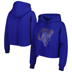 Los Angeles Rams Cuce Women's Crystal Logo Cropped Pullover Hoodie Royal - NFL