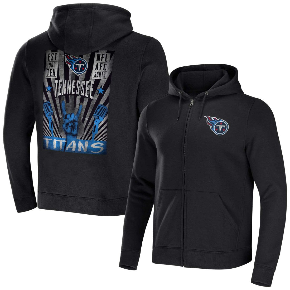 Tennessee Titans NFL x Darius Rucker Collection Rocker Full-Zip Hoodie Black - Fanatics