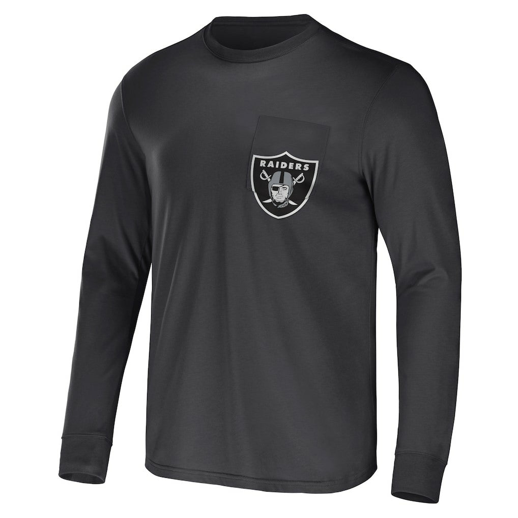 Las Vegas Raiders NFL x Darius Rucker Collection Team Long Sleeve Pocket T-Shirt Charcoal - Fanatics