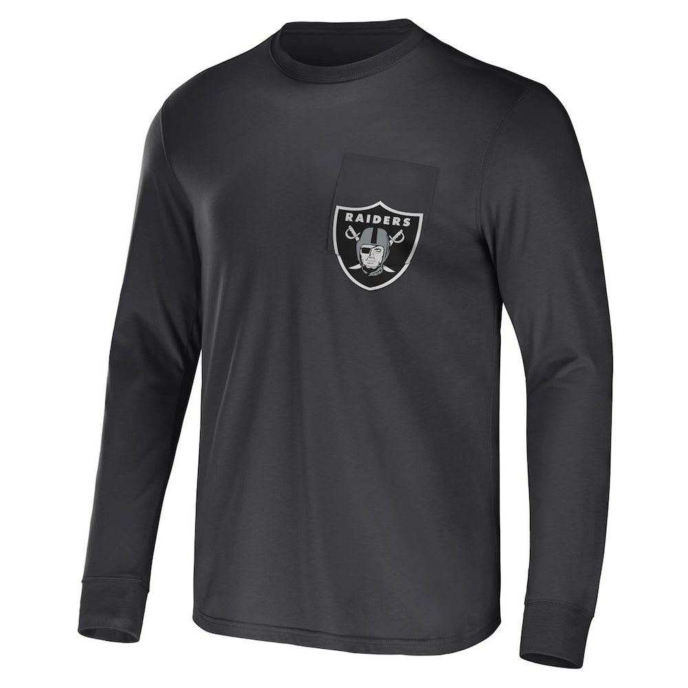 Las Vegas Raiders NFL x Darius Rucker Collection Team Long Sleeve Pocket T-Shirt Charcoal - Fanatics