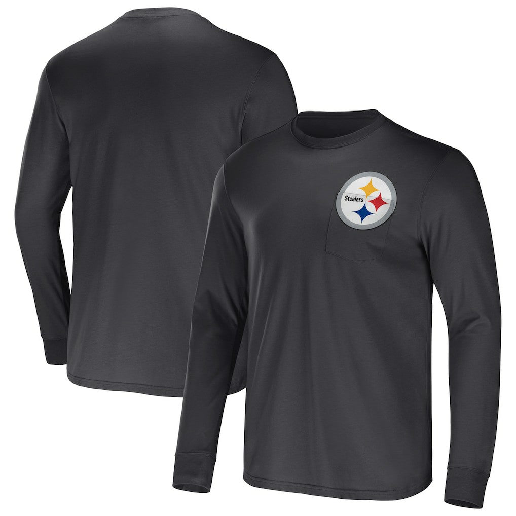 Pittsburgh Steelers NFL x Darius Rucker Collection Team Long Sleeve Pocket T-Shirt Black - Fanatics