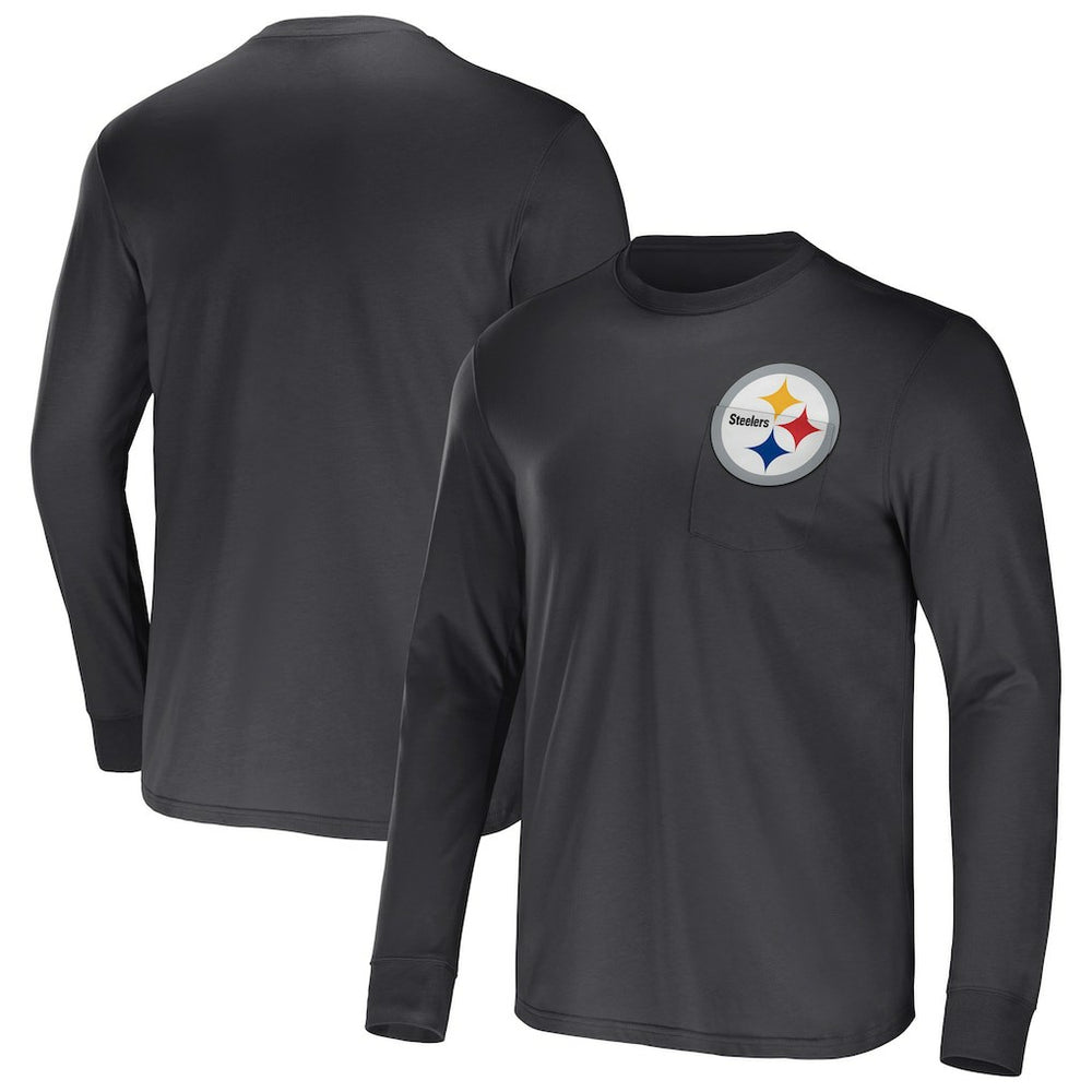 Pittsburgh Steelers NFL x Darius Rucker Collection Team Long Sleeve Pocket T-Shirt Black - Fanatics